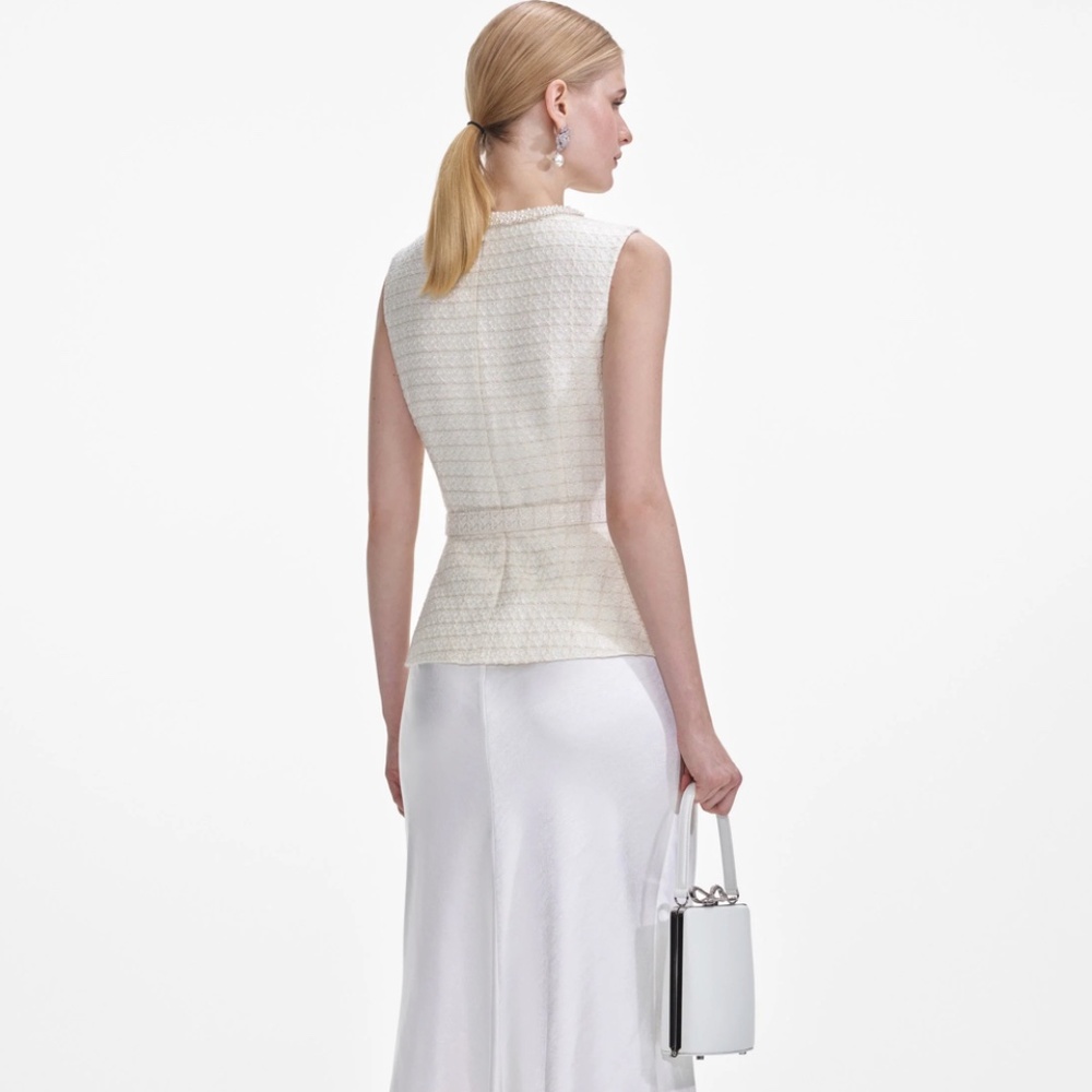 self-portrait Cream Boucle Midi Dress Size: Various - MSRP $630 - NWT - Picture 3 of 5
